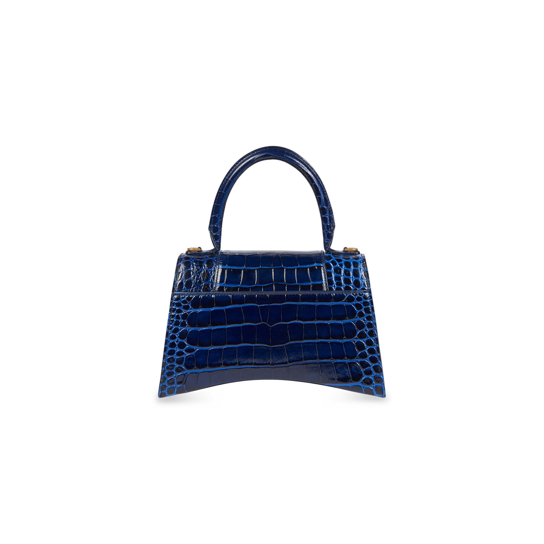 WOMEN'S HOURGLASS SMALL HANDBAG CROCODILE EMBOSSED IN NAVY